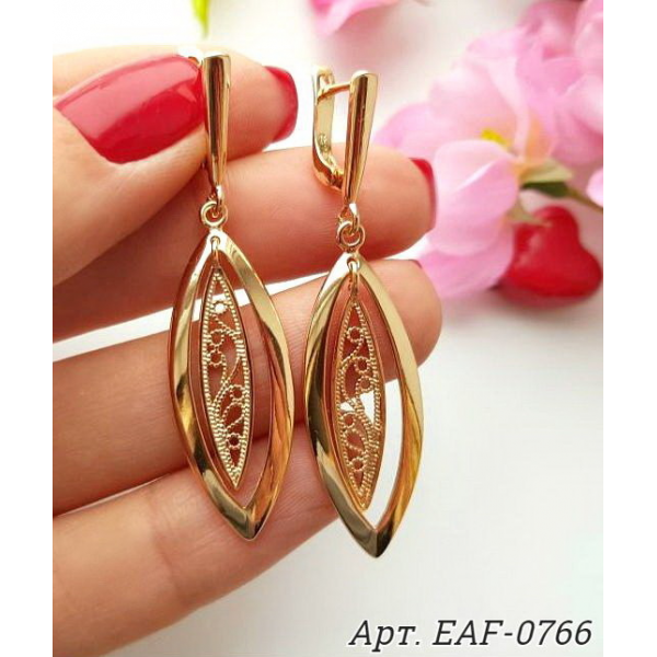 Серьги ажурные позолоченные EAF-0766