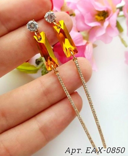 Cерьги позолоченные длинные с кристаллами Swarovski EAX-0850 цена