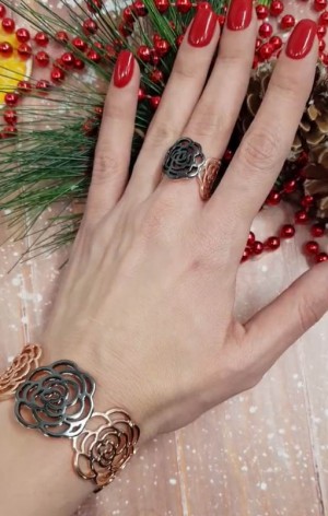 Комплект позолоченный браслет и кольцо