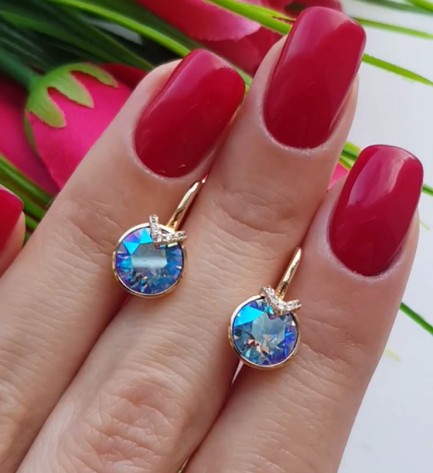 Серьги позолоченные с кристаллами Swarovski E-257 цена