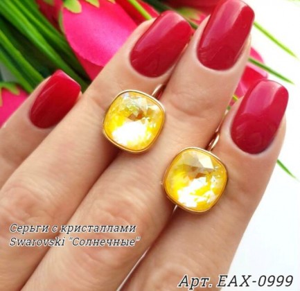Серьги позолоченные c кристаллами Сваровски EAX-0999 цена