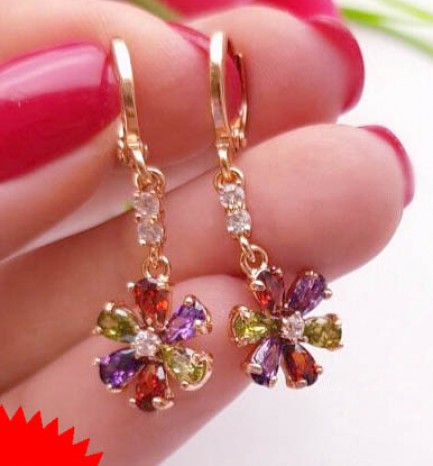 Серьги с цветными фианитами E-281 цена