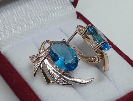 Серьги позолоченные с цветными фианитами E-287 цена