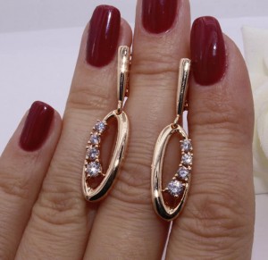 Серьги с фианитовыми вставками EAF-0865 цена
