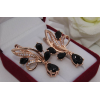 Серьги фианитовые позолоченные E-293-black на белом фоне