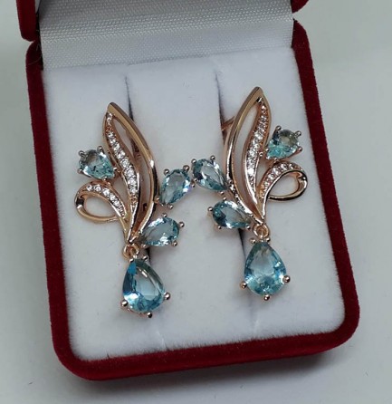Серьги с цветными фианитами E-293-blue цена
