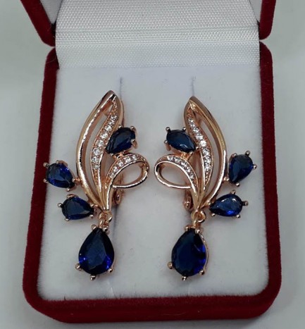 Серьги позолоченные с фианитовыми вставками E-293-dblue цена