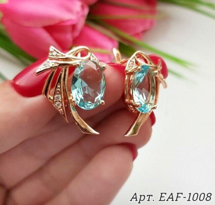 Серьги позолоченные фианитовые EAF-1008 цена