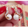 Серьги позолоченные с жемчугом и фианитами EAX-1011 цена