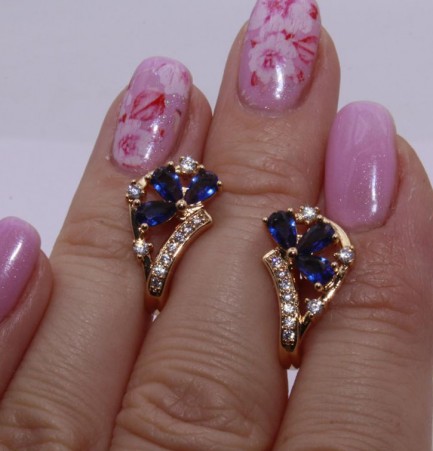 Серьги c цветными фианитами E-301 цена