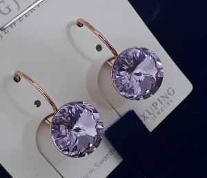 Cерьги позолоченные с кристаллами Сваровски E-308 цена