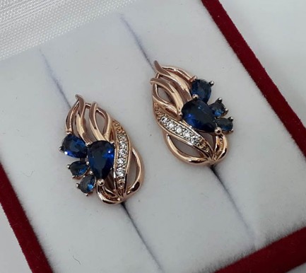 Серьги с цветными фианитами E-311 цена