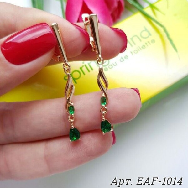 Cерьги длинные с цветными фианитами EAF-1014