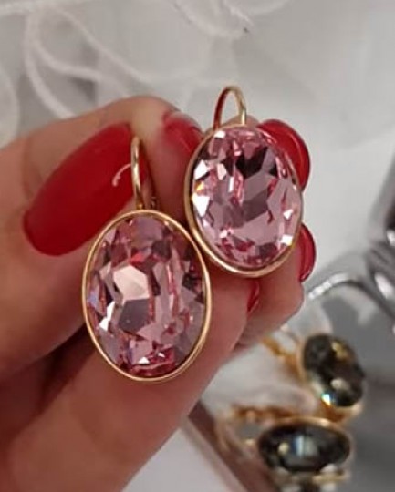Cерьги позолоченные с кристаллами Swarovski E-351 цена