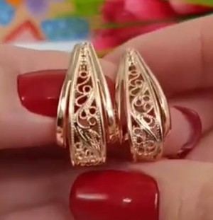 Серьги ажурные позолоченные EAF-0992