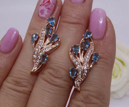 Позолоченные фианитовые серьги EAF-0254 цена