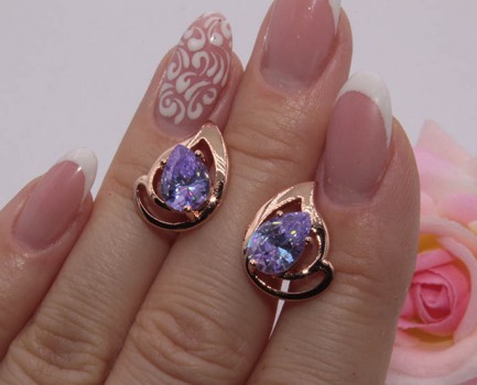 Серьги позолоченные с цветными фианитами E-512 цена