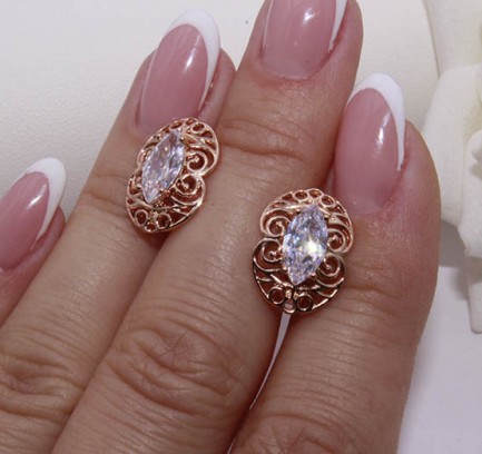 Серьги ажурные с фианитами E-580 цена