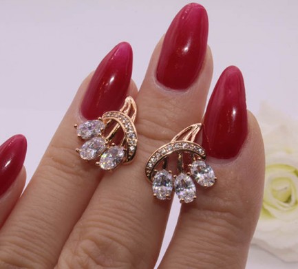Серьги позолоченные фианитовые E-639 цена