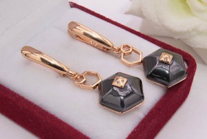 Серьги керамические с золотым покрытием E-676-g-black цена