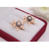 Серьги позолоченные ажурные с черной керамикой E-683-g-black цена