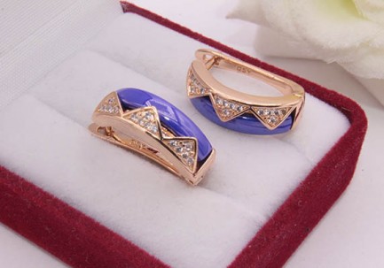 Серьги позолоченные с керамическими вставками E-690-g-blue цена