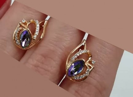 Серьги с цветными кристаллами Сваровски E-735-blue цена