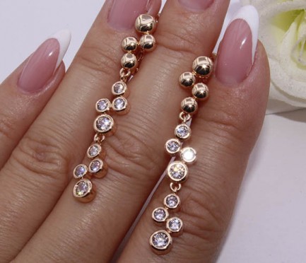 Серьги стильные с фианитами E-828 стоимость