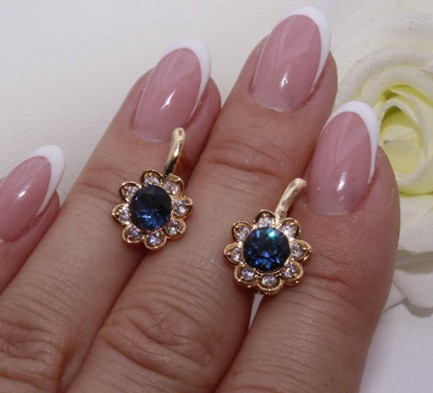 Cерьги позолоченные с кристаллами Swarovski E-830 цена