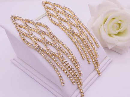 Серьги длинные стразовые E-857 цена