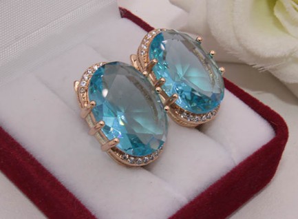 Серьги фианитовые с позолотой E-945 купить