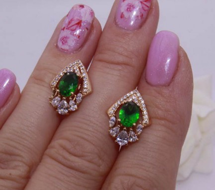 Серьги позолоченные фианитовые E-961 цена