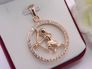 Знак Зодиака позолоченный с фианитами Стрелец