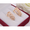 Серьги фианитовые с позолотой E-1088 на белом фоне