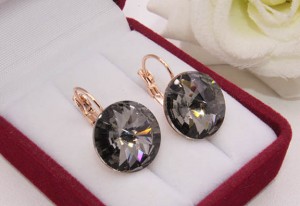 Cерьги позолоченные с кристаллами Swarovski E-1107 цена