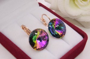 Cерьги позолоченные с кристаллами Swarovski E-1112 цена