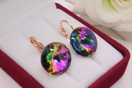 Cерьги позолоченные с кристаллами Swarovski E-1112 цена
