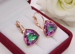 Cерьги позолоченные с кристаллами Swarovski E-1145 цена