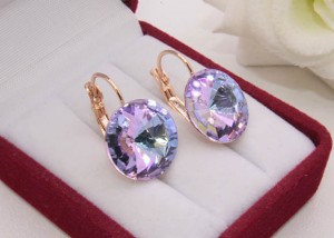 Cерьги позолоченные с кристаллами Swarovski E-1205 цена
