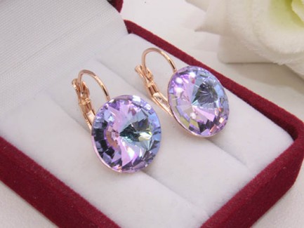 Cерьги позолоченные с кристаллами Swarovski E-1205 цена