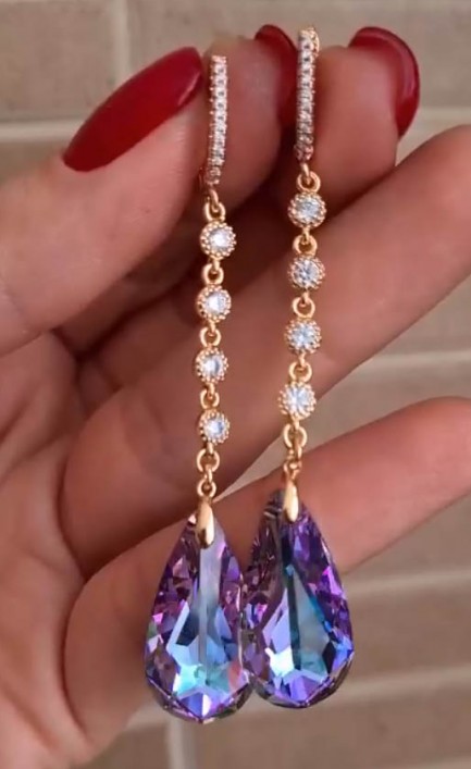 Cерьги с цветными кристаллами Swarovski E-1301 цена