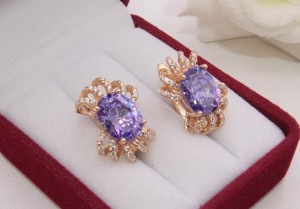Серьги позолоченные с фианитами E-1384 цена
