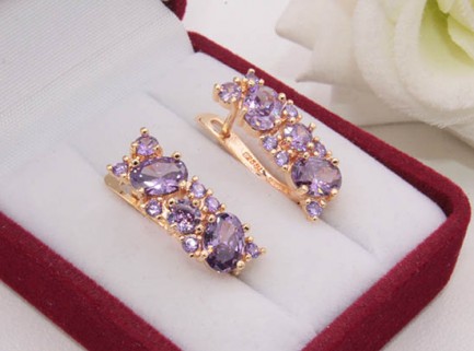 Серьги позолоченные с фианитами E-1390 цена