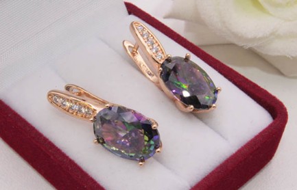 Серьги позолоченные фианитовые E-1421 цена