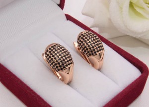 Серьги позолоченные фианитовые E-1483