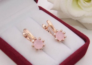 Серьги позолоченные с фианитовыми вставками E-1503