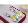 Cерьги родированные с разноцветными кристаллами Swarovski