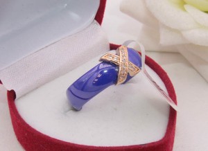 Кольцо позолоченное с цветной керамикой R-0402 цена