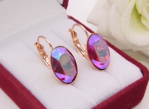 Cерьги позолоченные c цветными кристаллами Swarovski E-1733