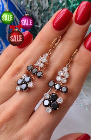 Серьги фианитовые позолоченные E-2172